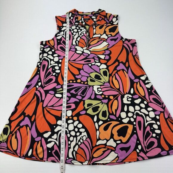 Cocomo Woman 2X Tunic Top Mini Dress Zip Front Sleeveless Butterfly Print - Picture 7 of 7